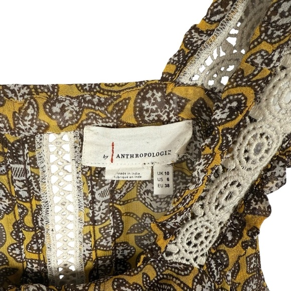 Anthropologie Women’s Bardot Sheer Crochet Sleeve Chiffon Blouse Size 6 - Picture 11 of 16